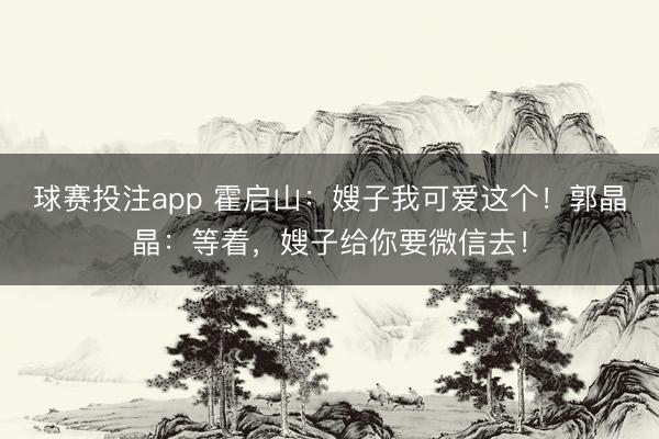 球赛投注app 霍启山：嫂子我可爱这个！郭晶晶：等着，嫂子给你要微信去！