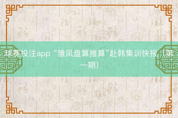 球赛投注app “雏凤盘算推算”赴韩集训快报（第一期）