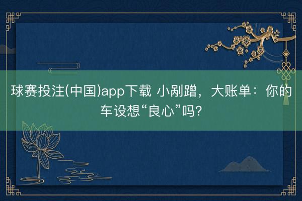 球赛投注(中国)app下载 小剐蹭，大账单：你的车设想“良心”吗？
