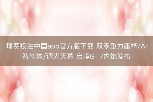 球赛投注中国app官方版下载 双零重力座椅/AI智能体/调光天幕 启境GT7内饰发布