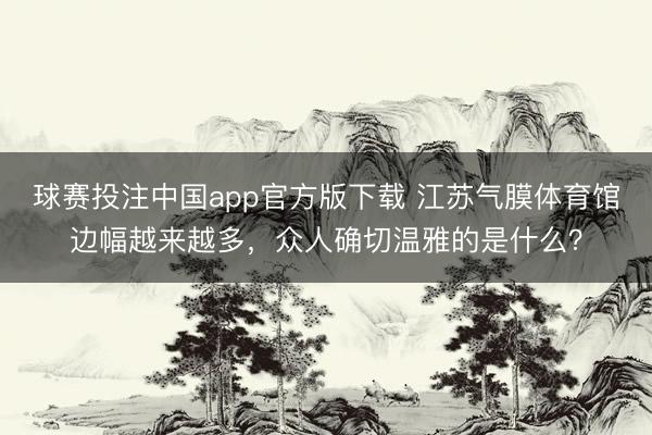 球赛投注中国app官方版下载 江苏气膜体育馆边幅越来越多，众人确切温雅的是什么？