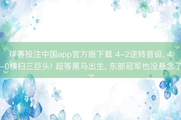 球赛投注中国app官方版下载 4-2逆转晋级， 4-0横扫三巨头! 超等黑马出生， 东部冠军也没悬念了