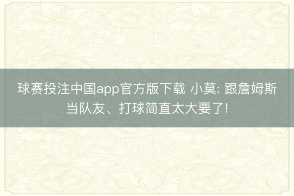 球赛投注中国app官方版下载 小莫: 跟詹姆斯当队友、打球简直太大要了!