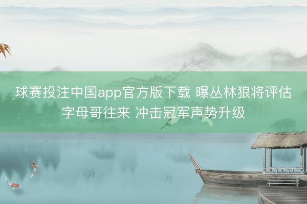 球赛投注中国app官方版下载 曝丛林狼将评估字母哥往来 冲击冠军声势升级
