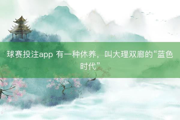球赛投注app 有一种休养，叫大理双廊的“蓝色时代”