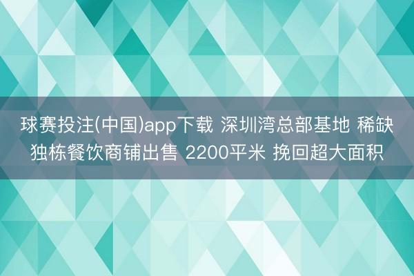 球赛投注(中国)app下载 深圳湾总部基地 稀缺独栋餐饮商铺出售 2200平米 挽回超大面积