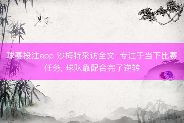 球赛投注app 沙梅特采访全文: 专注于当下比赛任务， 球队靠配合完了逆转