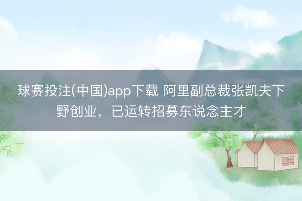 球赛投注(中国)app下载 阿里副总裁张凯夫下野创业，已运转招募东说念主才