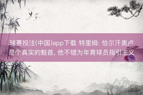 球赛投注(中国)app下载 特里姆: 恰尔汗奥卢是个真实的魁首， 他不错为年青球员指引主义