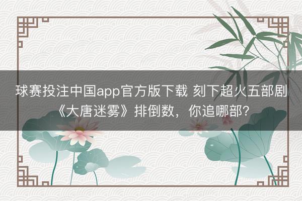 球赛投注中国app官方版下载 刻下超火五部剧《大唐迷雾》排倒数，你追哪部？