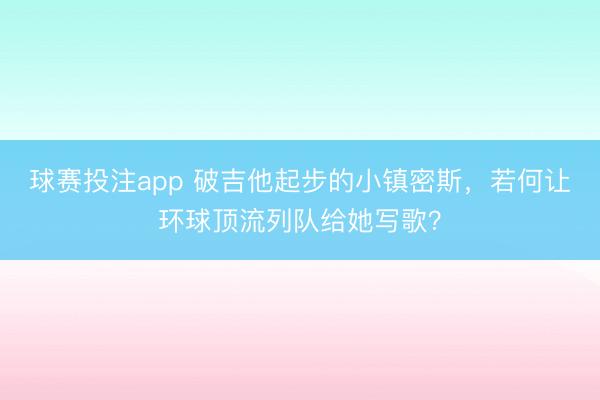 球赛投注app 破吉他起步的小镇密斯，若何让环球顶流列队给她写歌？