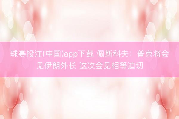 球赛投注(中国)app下载 佩斯科夫：普京将会见伊朗外长 这次会见相等迫切