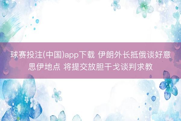 球赛投注(中国)app下载 伊朗外长抵俄谈好意思伊地点 将提交放胆干戈谈判求教