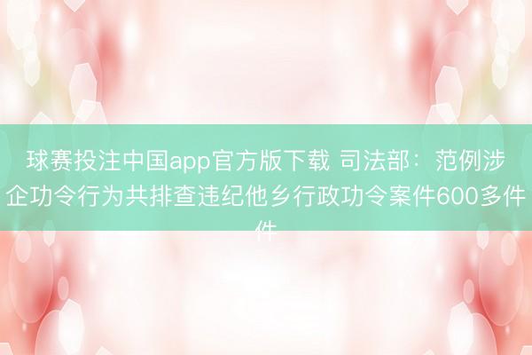 球赛投注中国app官方版下载 司法部：范例涉企功令行为共排查违纪他乡行政功令案件600多件