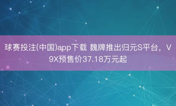 球赛投注(中国)app下载 魏牌推出归元S平台，V9X预售价37.18万元起