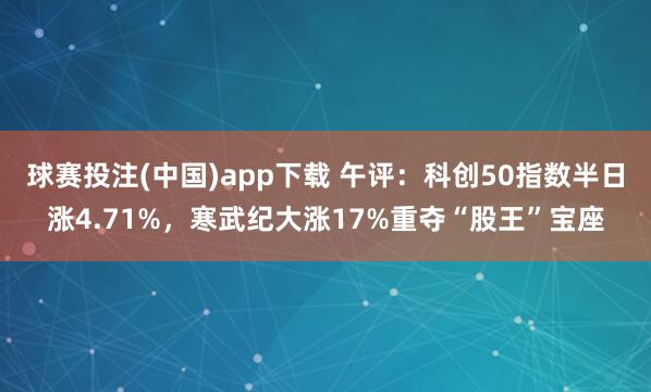 球赛投注(中国)app下载 午评：科创50指数半日涨4.71%，寒武纪大涨17%重夺“股王”宝座