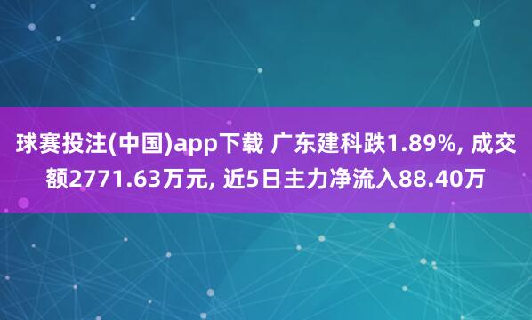 球赛投注(中国)app下载 广东建科跌1.89%, 成交额2771.63万元, 近5日主力净流入88.40万